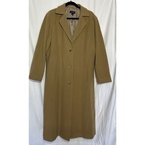 Lands End USA Camel Long Wool button up winter Coat womens size 16W‎ F12